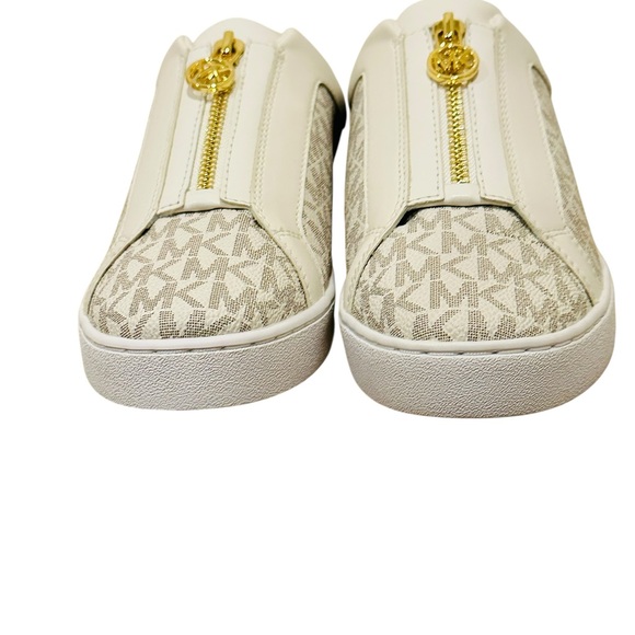 Michael Kors Keaton Zip Slip-On Sneaker Vanilla MK Logo Size 7M - Picture 9 of 10